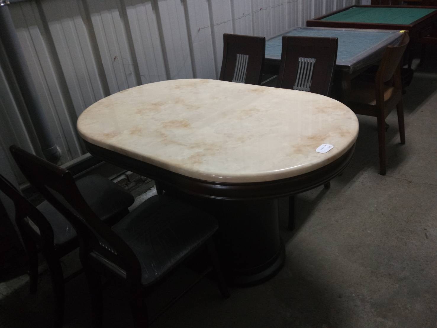 4尺天然大理石橢圓餐桌