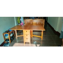 雙邊抽屜伸縮 木餐桌